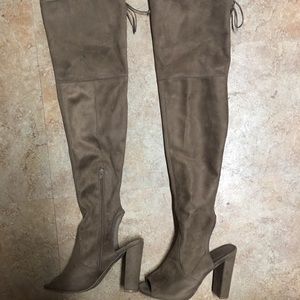 Women’s over the knee open toed boots